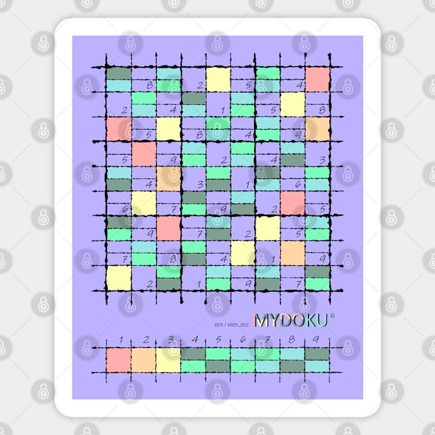 Mydoku_003_H001_002_F: Sudoku, Sudoku coloring, logic, logic puzzle, holiday puzzle, fun, away from screen Magnet by Mydoku